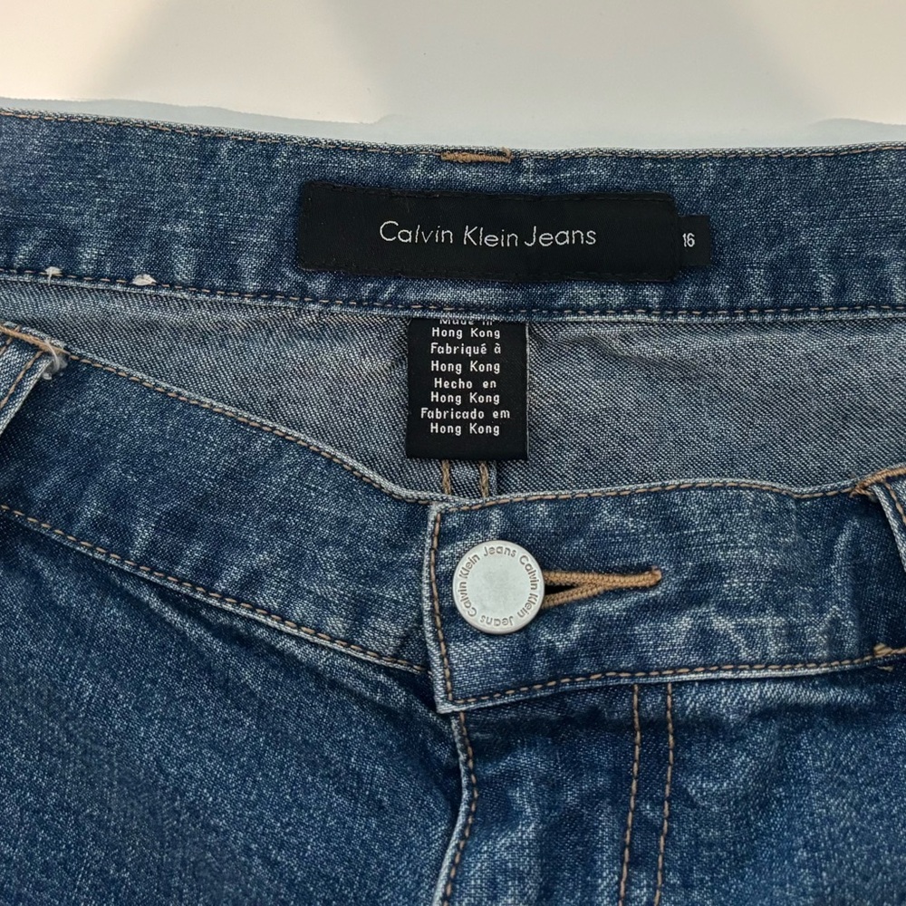 VTG Y2K Calvin Klein High Rise Straight Leg Blue Jeans Size 16 - Picture 4 of 9